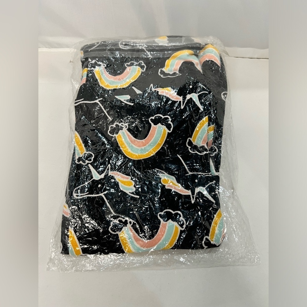 LuLaRoe Black Unicorns & Rainbows Leggings, still in package Tall & Curvy Size